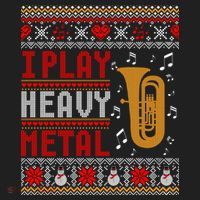 Tuba I Play Heavy Metal Ugly Christmas Cute Gift Hat thumb 2