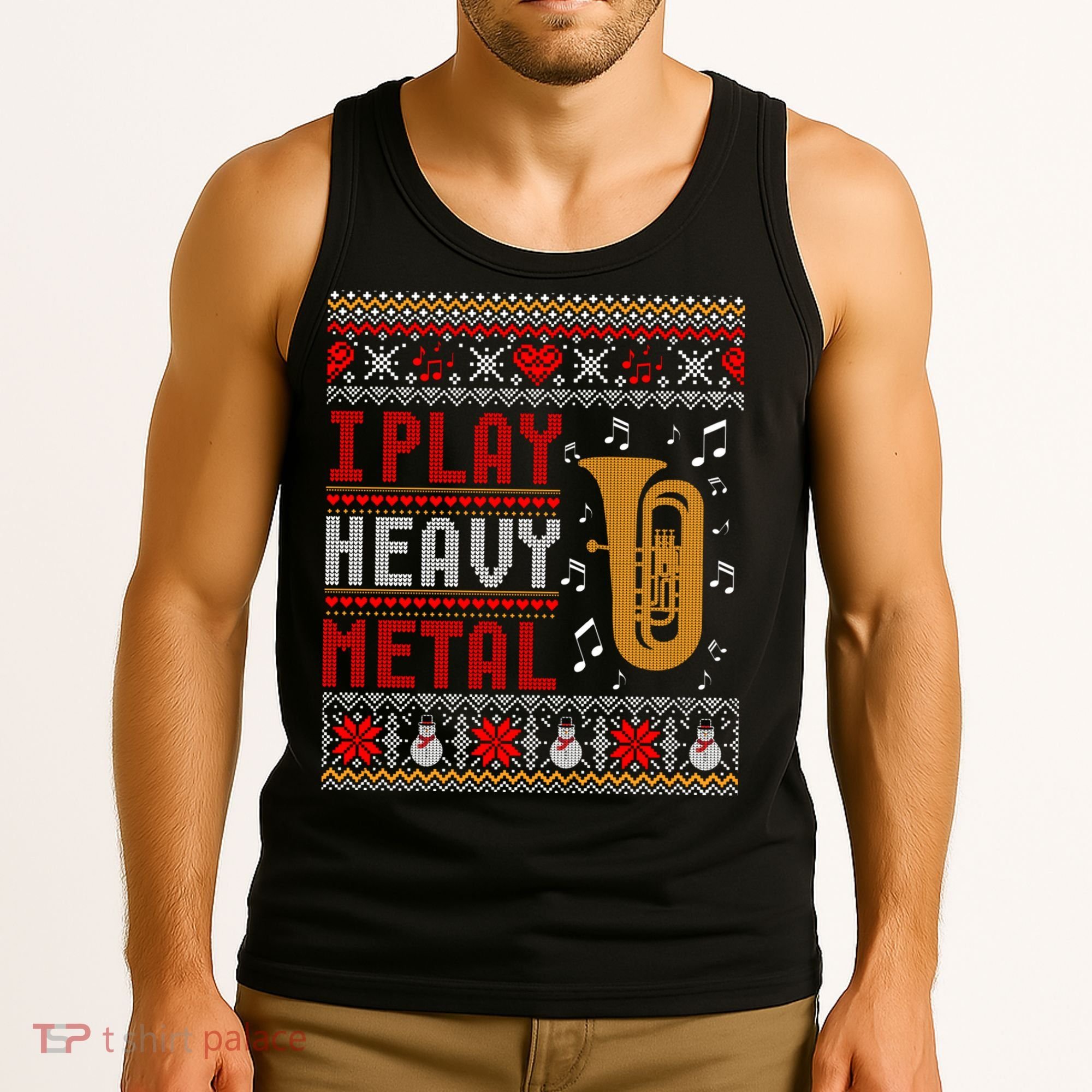 Tuba I Play Heavy Metal Ugly Christmas Cute Gift Tank Top