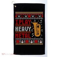 Tuba I Play Heavy Metal Ugly Christmas Cute Gift Golf Towel thumb 0