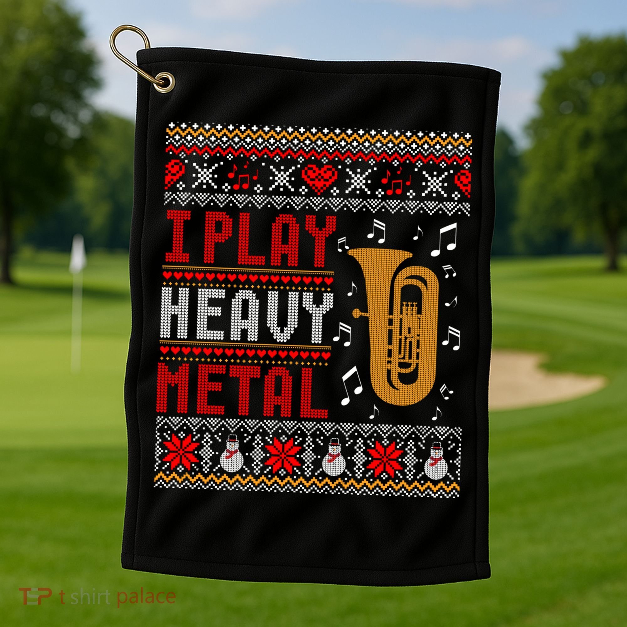 Tuba I Play Heavy Metal Ugly Christmas Cute Gift Golf Towel