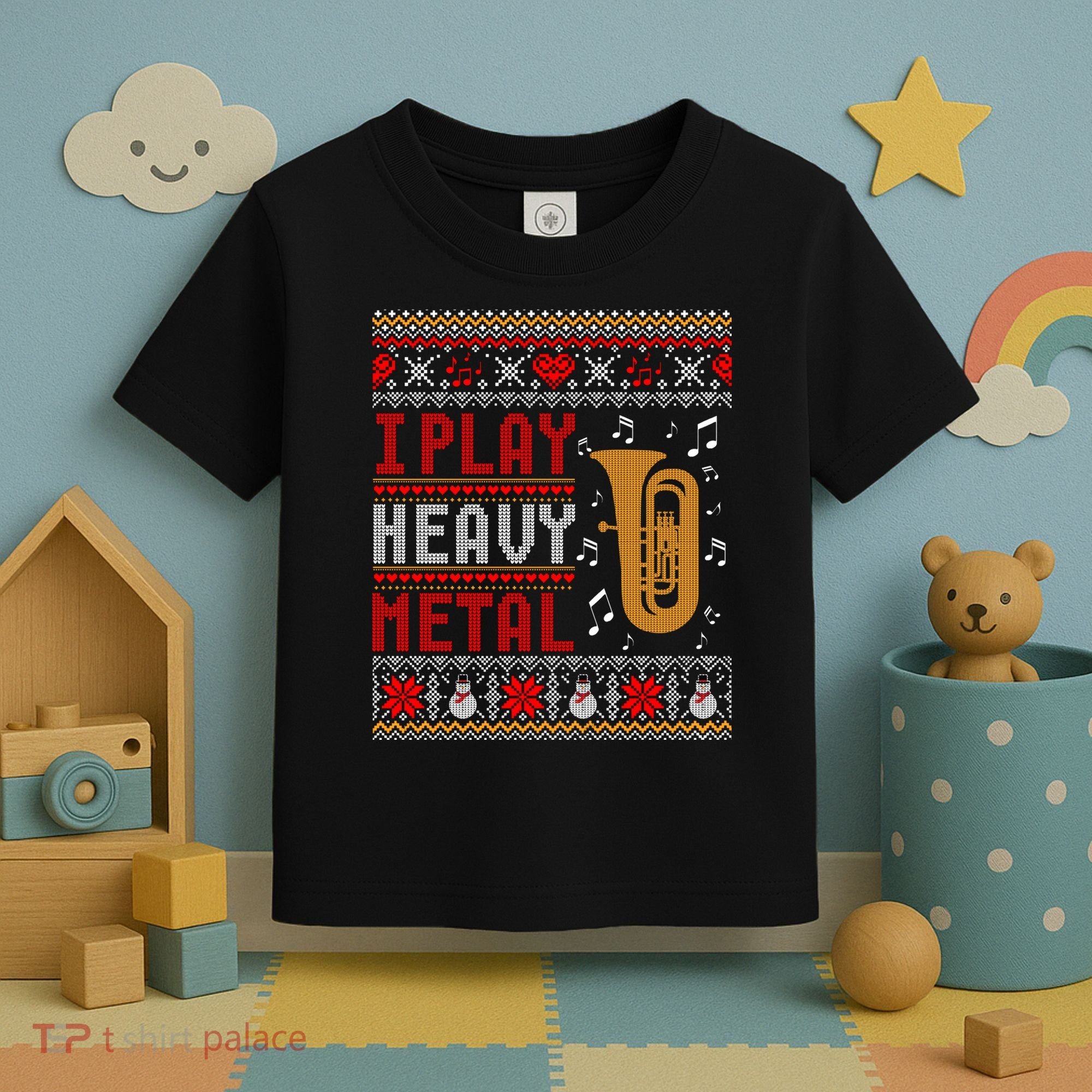 Tuba I Play Heavy Metal Ugly Christmas Cute Gift Toddler T-Shirt