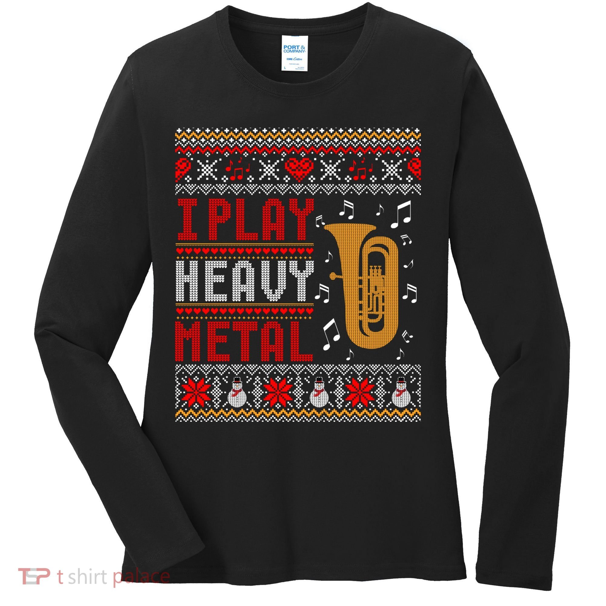 Tuba I Play Heavy Metal Ugly Christmas Cute Gift Women's Long Sleeve Shirt