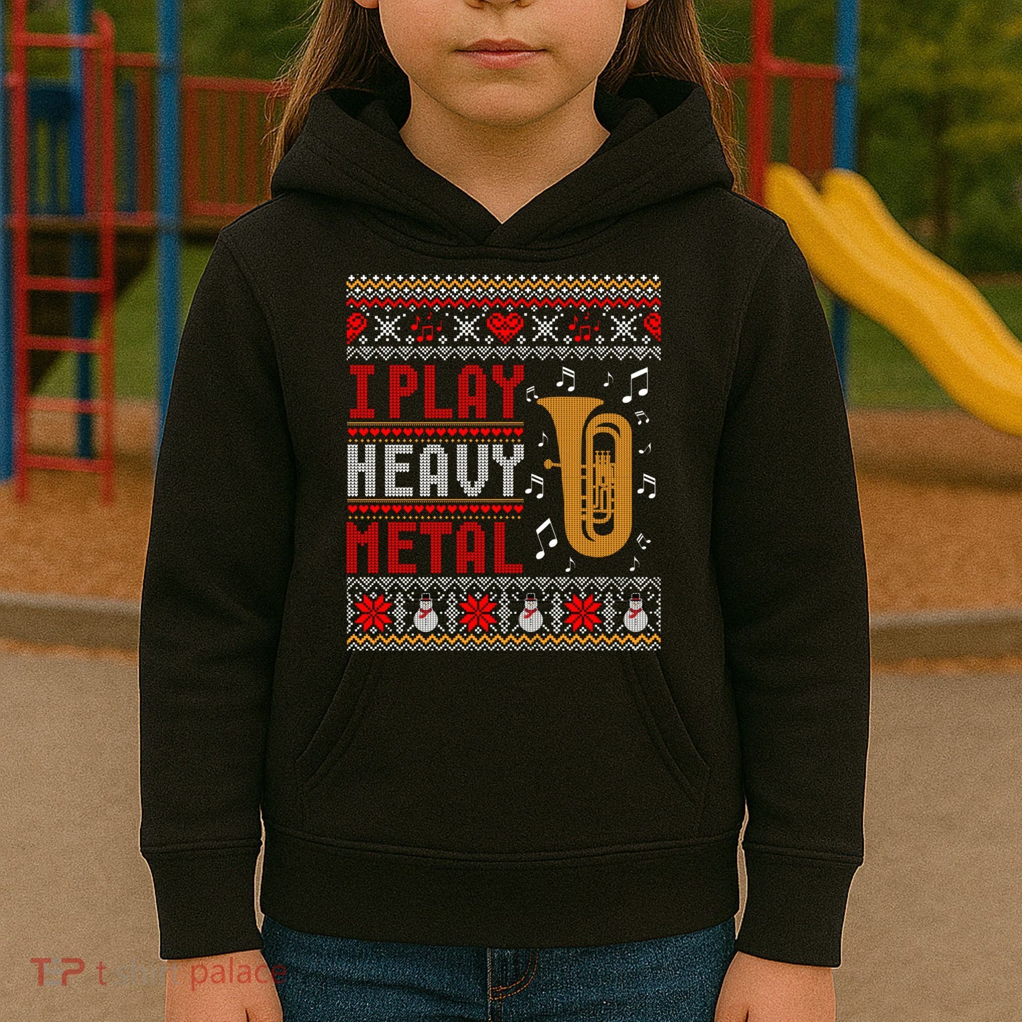 Tuba I Play Heavy Metal Ugly Christmas Cute Gift Kids Hoodie