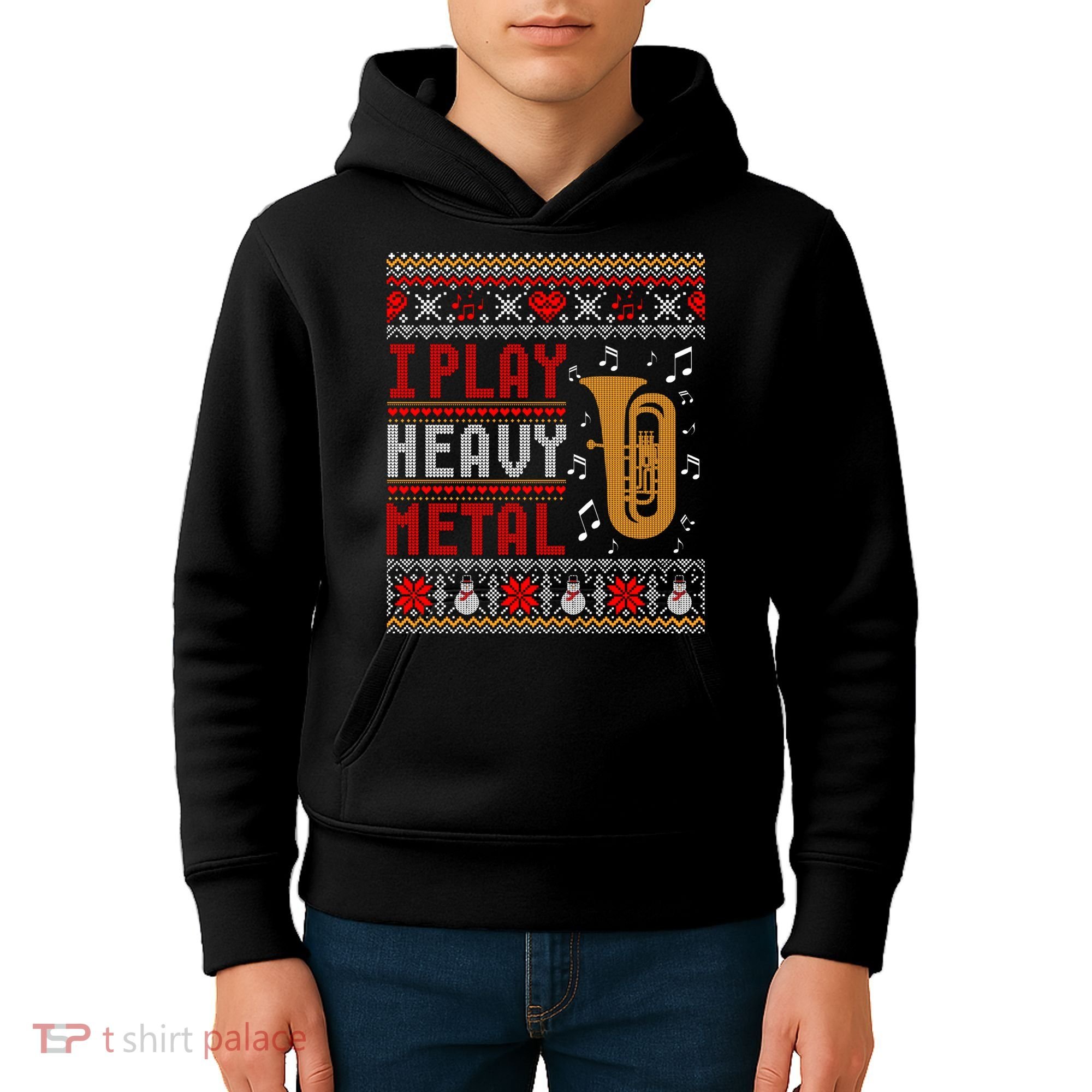 Tuba I Play Heavy Metal Ugly Christmas Cute Gift Kids Hoodie