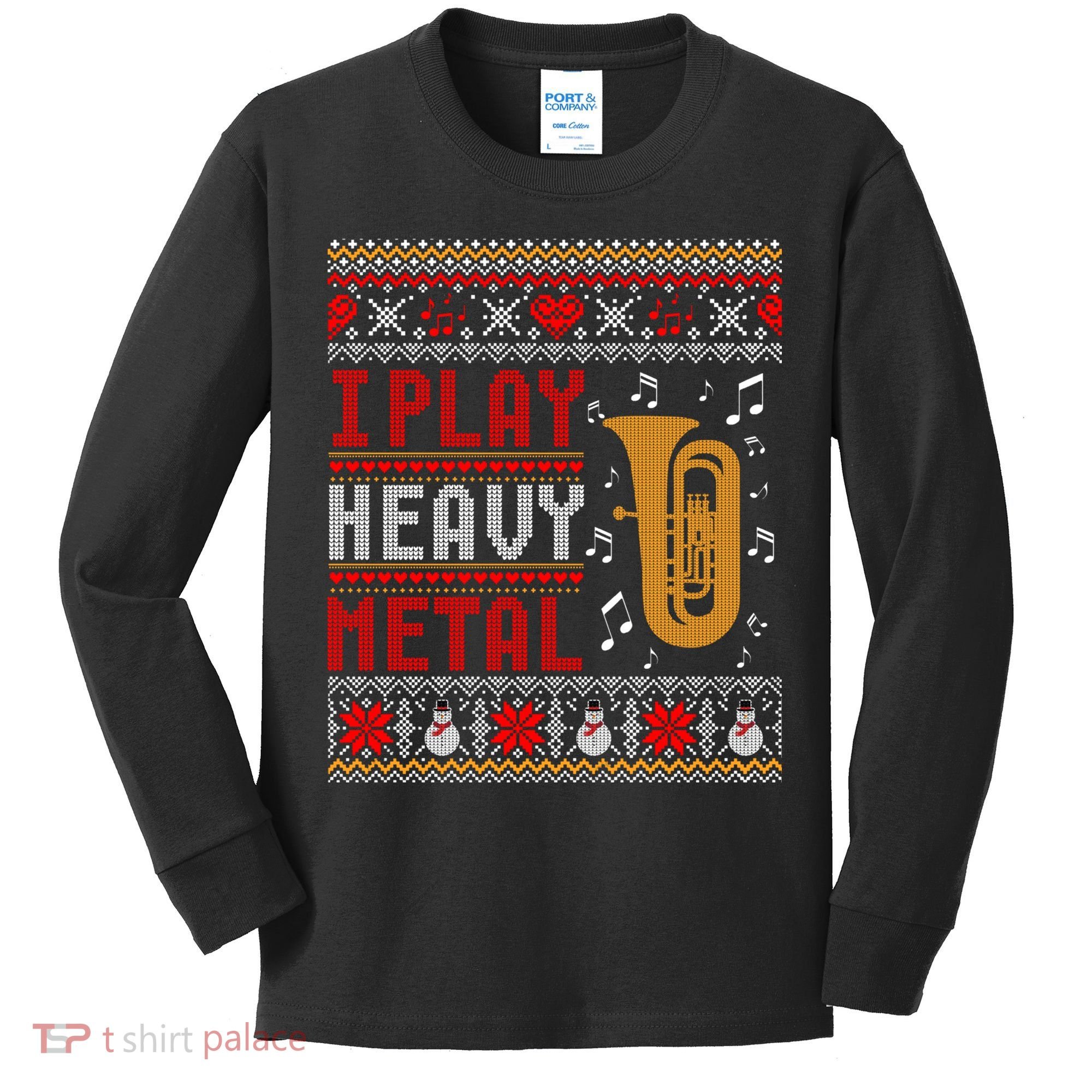 Tuba I Play Heavy Metal Ugly Christmas Cute Gift Kids Long Sleeve Shirt