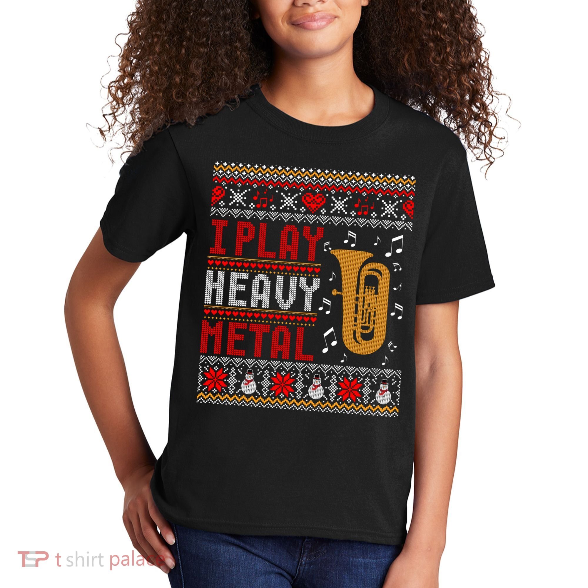 Tuba I Play Heavy Metal Ugly Christmas Cute Gift Kids T-Shirt