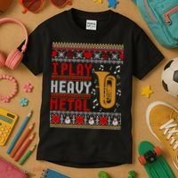 Tuba I Play Heavy Metal Ugly Christmas Cute Gift Kids T-Shirt thumb 3