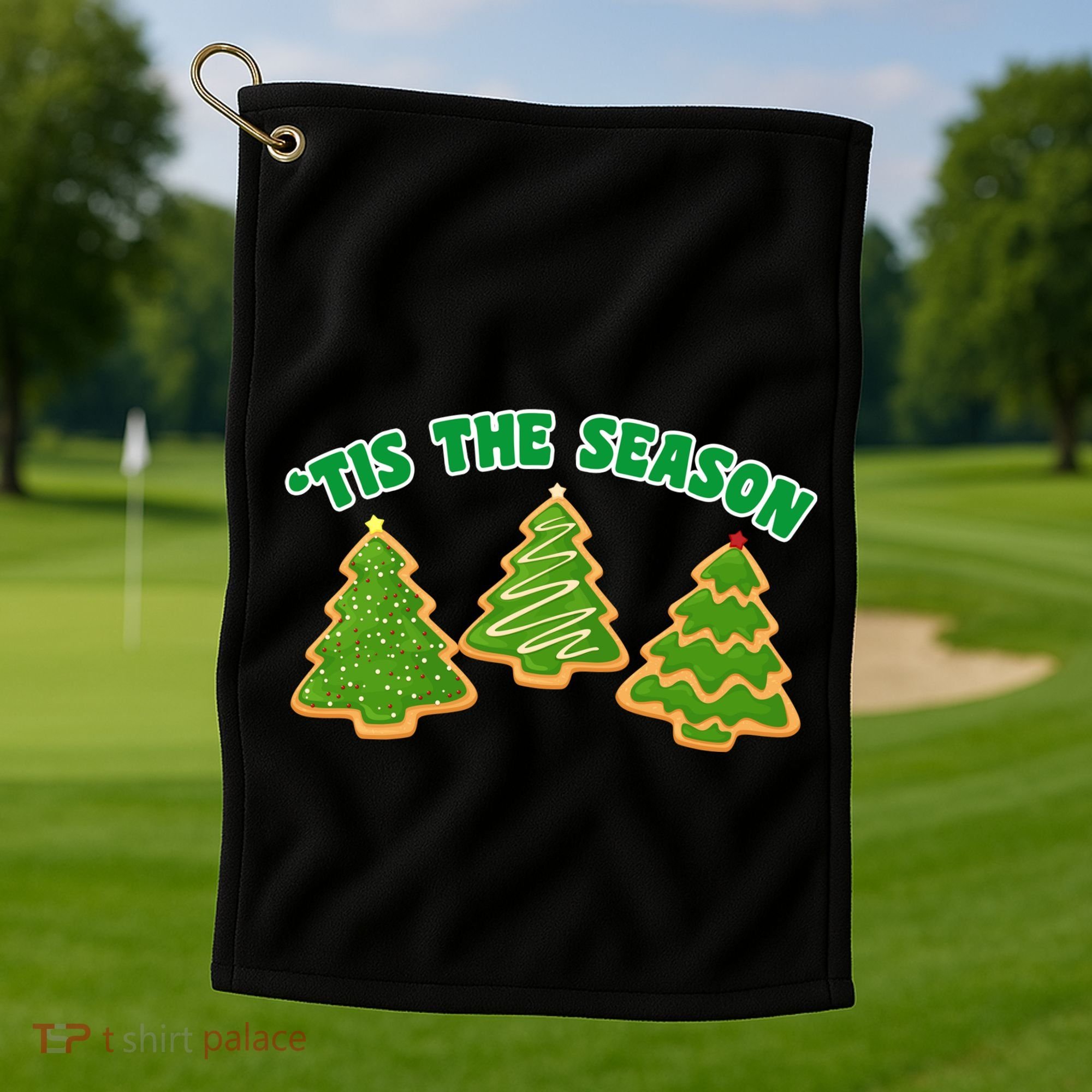 'Tis The Season Cute Funny Christmas Golf Towel