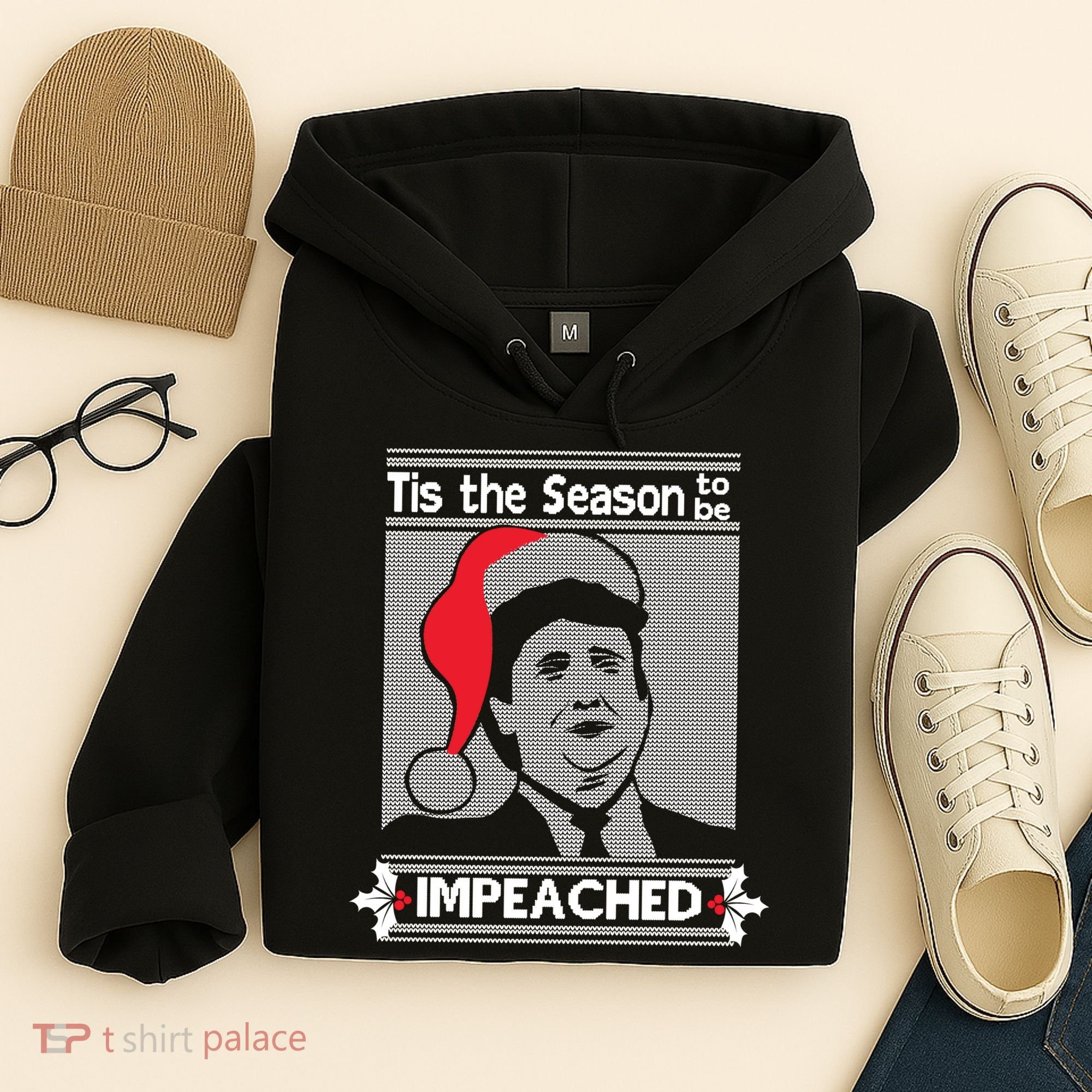Tis The Season To Be Impeached Ugly Christmas Hoodie
