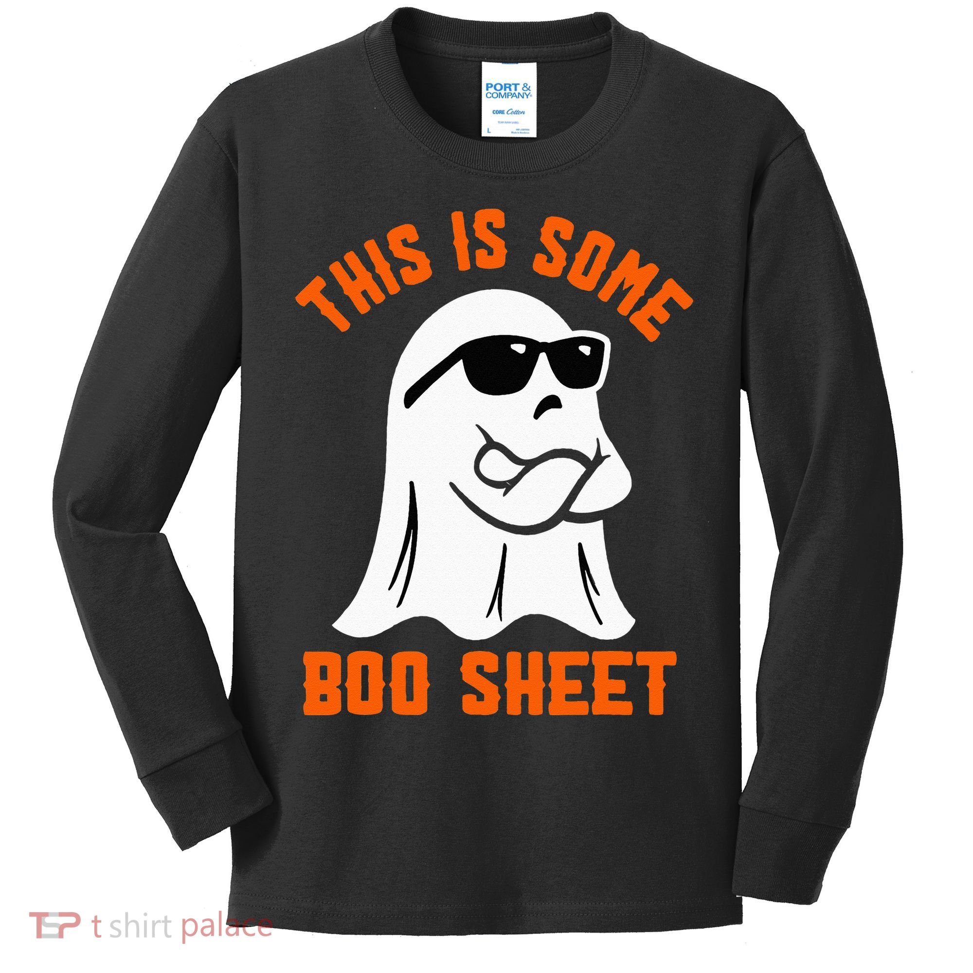 This Is Some Boo Sheet Cool Ghost Funny Halloween Costume Kids Long Sleeve Shirt