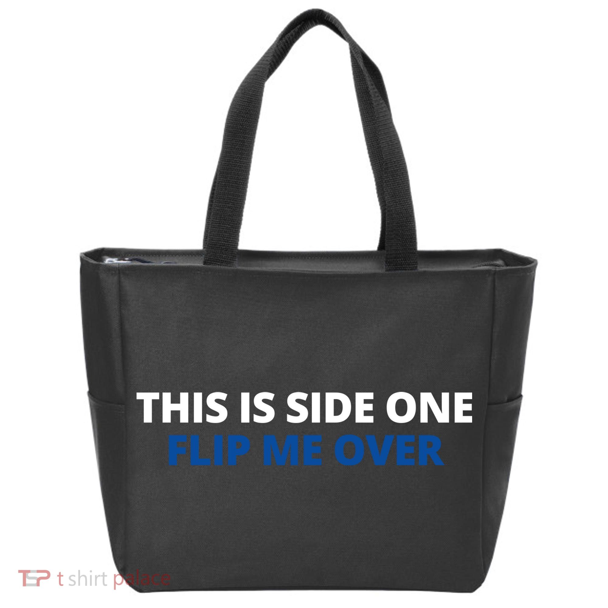 This Is Side One Flip Me Over Tote Bag