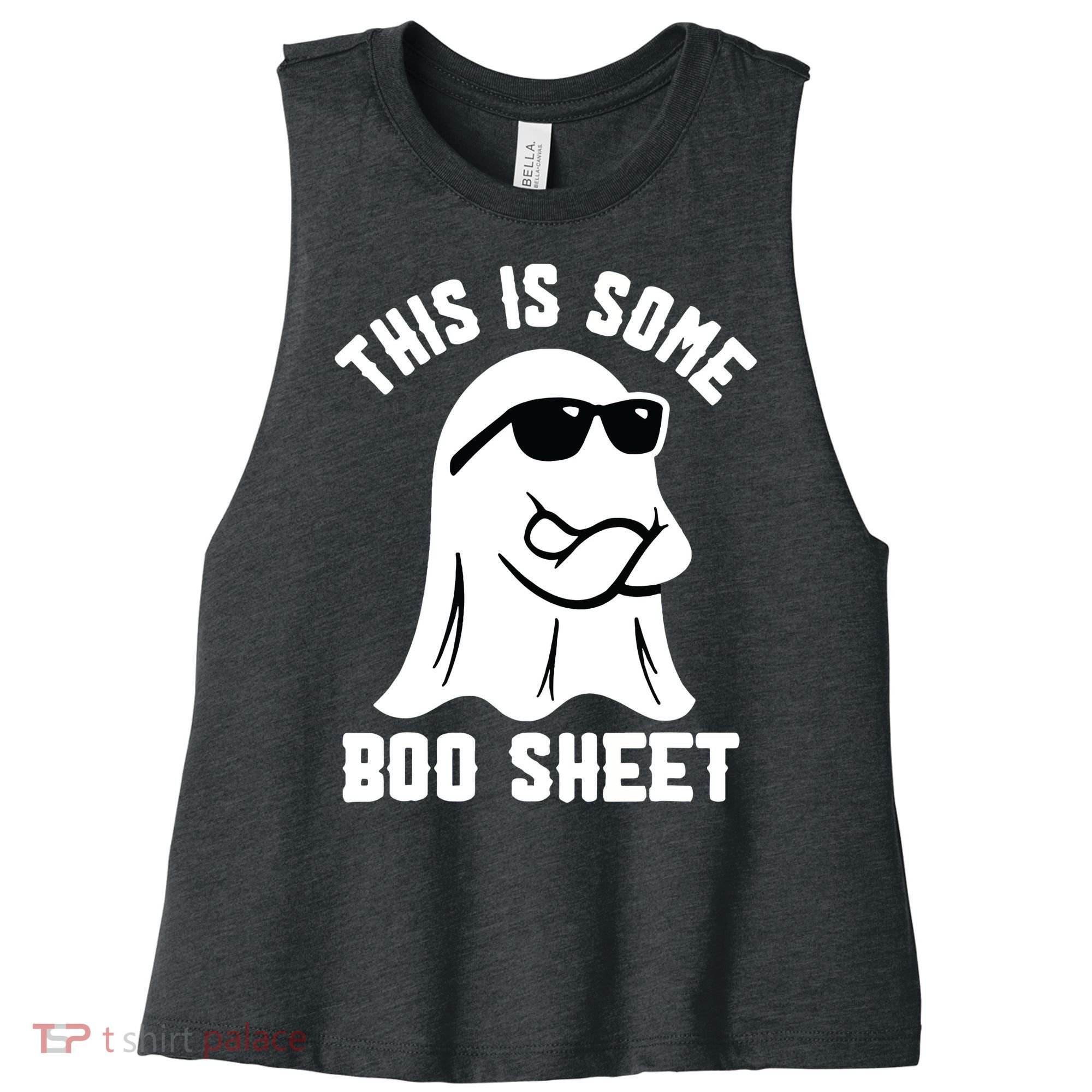 This Is Some Boo Sheet Ghost Retro Halloween Costume Women's Racerback Cropped Tank