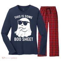This Is Some Boo Sheet Ghost Halloween Costume Women's Long Sleeve Flannel Pajama Set  thumb 0