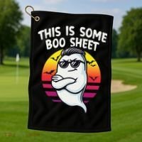 This Is Some Boo Sheet Funny Retro Halloween Ghost Golf Towel thumb 1