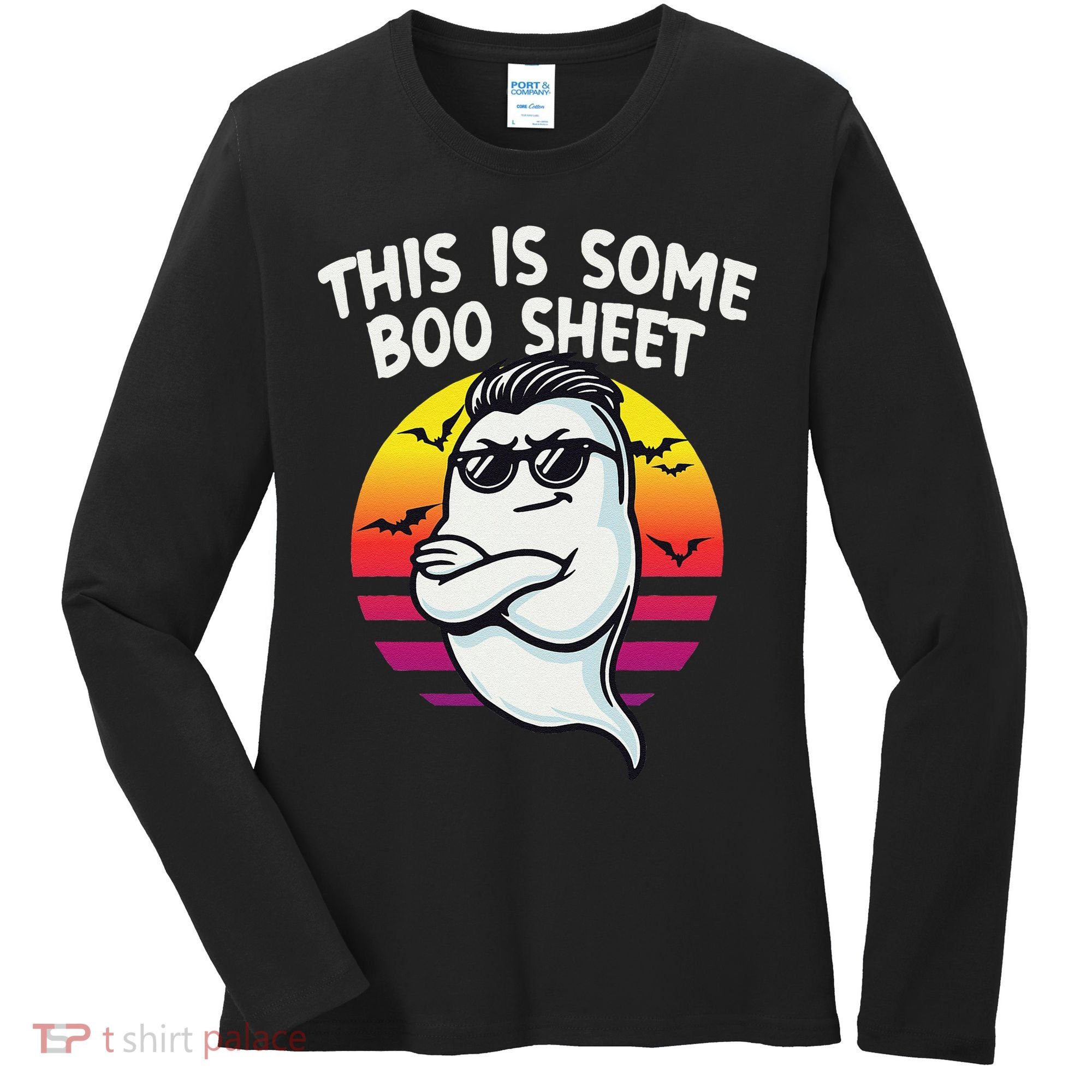 This Is Some Boo Sheet Funny Retro Halloween Ghost Women's Long Sleeve Shirt