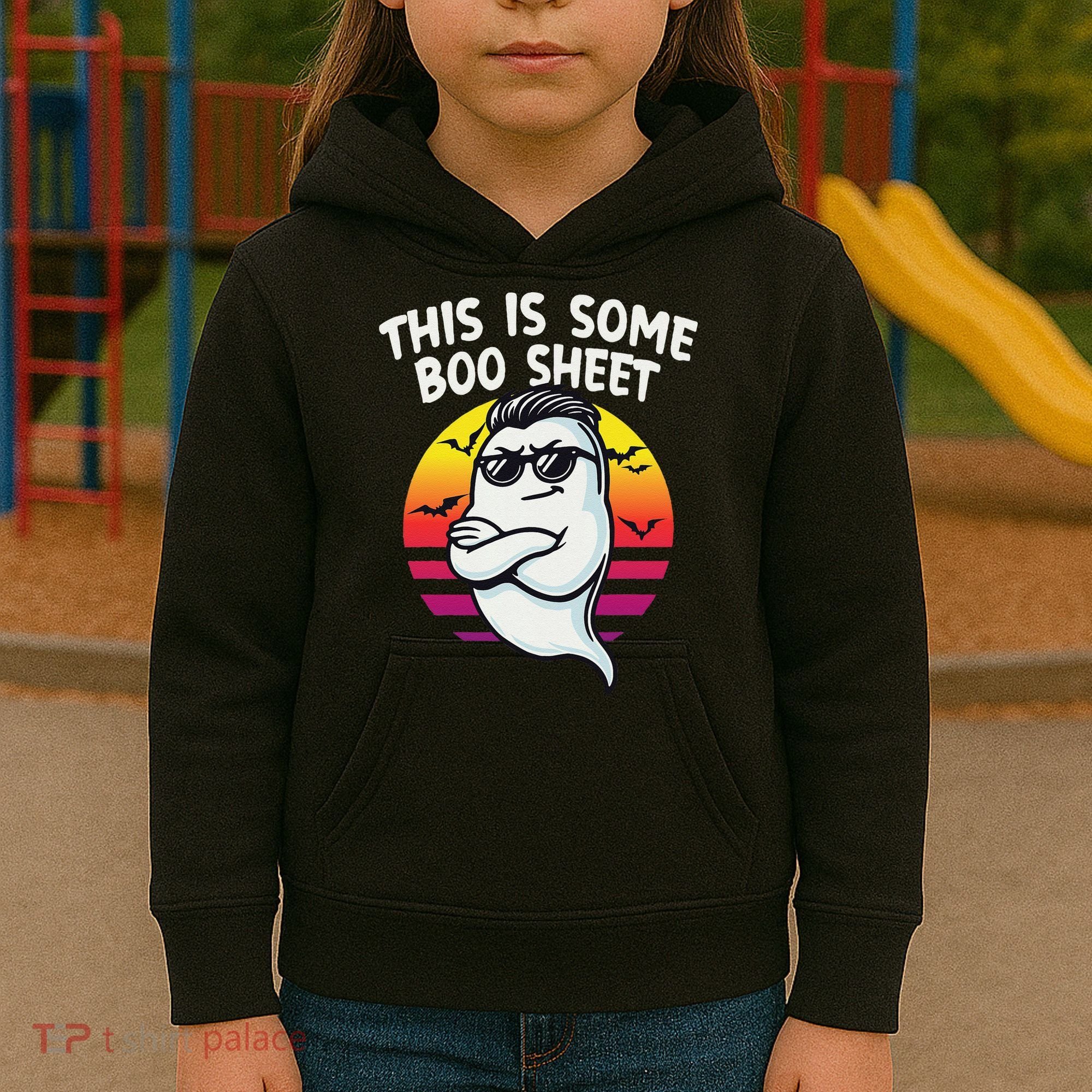 This Is Some Boo Sheet Funny Retro Halloween Ghost Kids Hoodie