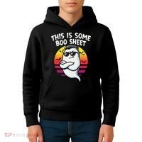 This Is Some Boo Sheet Funny Retro Halloween Ghost Kids Hoodie thumb 4