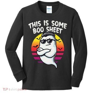 This Is Some Boo Sheet Funny Retro Halloween Ghost Kids Long Sleeve Shirt