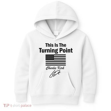 This Is The Turning Point Charlie Kirk Signature Kids Hoodie