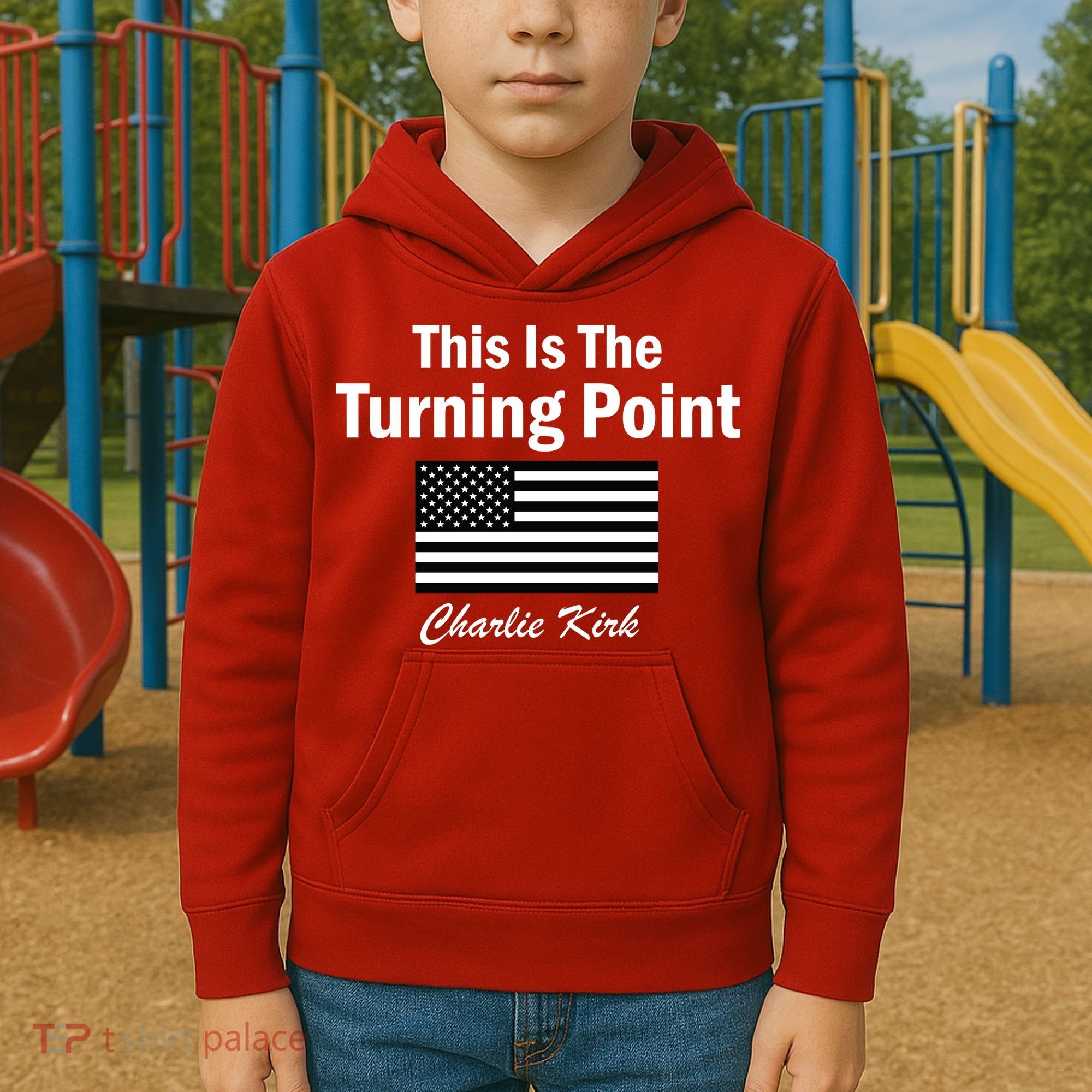 This Is The Turning Point Charlie Kirk Kids Hoodie