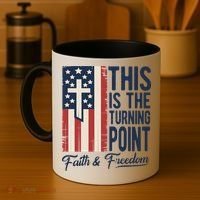 This Is The Turning Point Patriotic Faith & Freedom USA Coffee Mug thumb 4