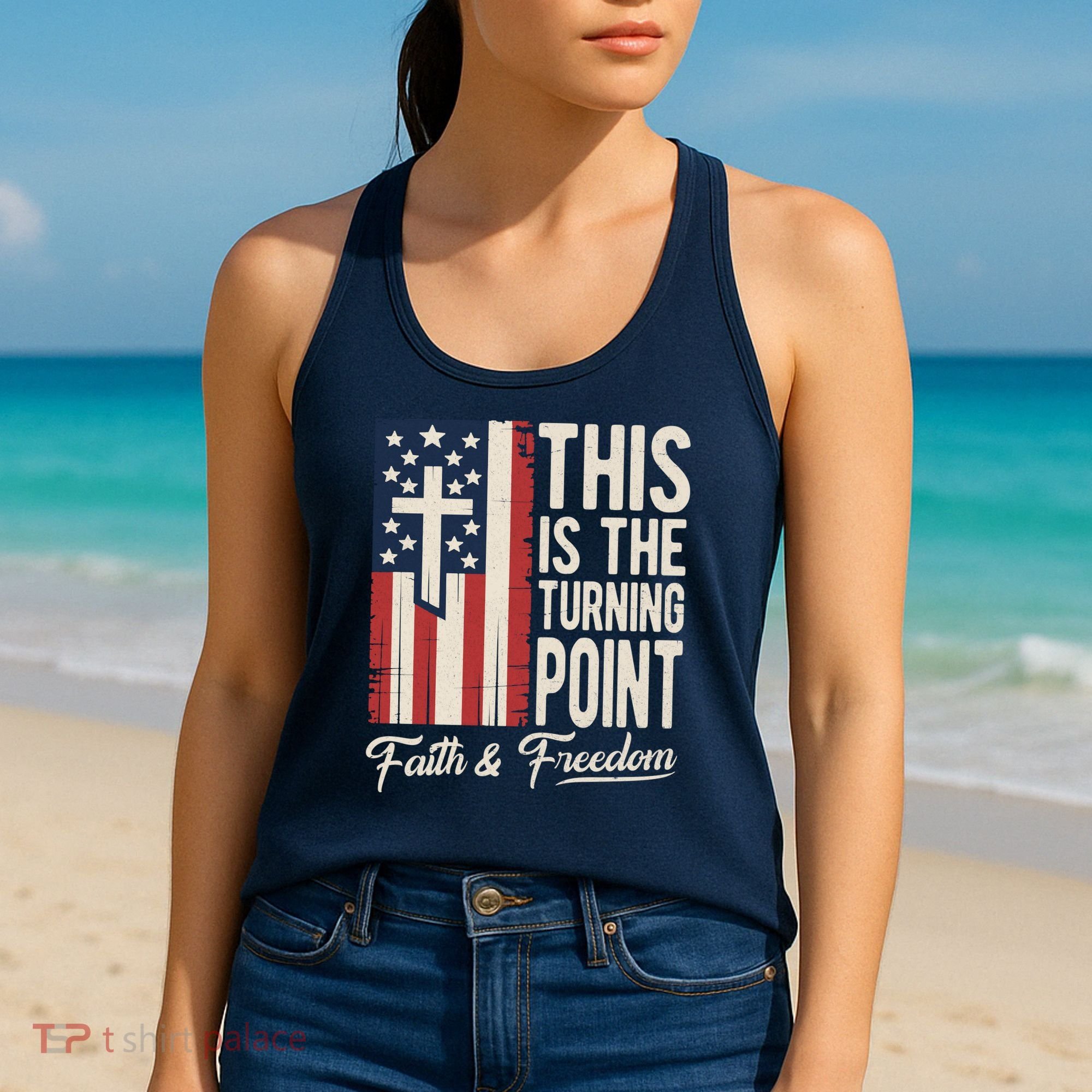 This Is The Turning Point Patriotic Faith & Freedom USA Women's Tank Top