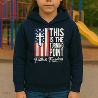 This Is The Turning Point Patriotic Faith & Freedom USA Kids Hoodie thumb 3
