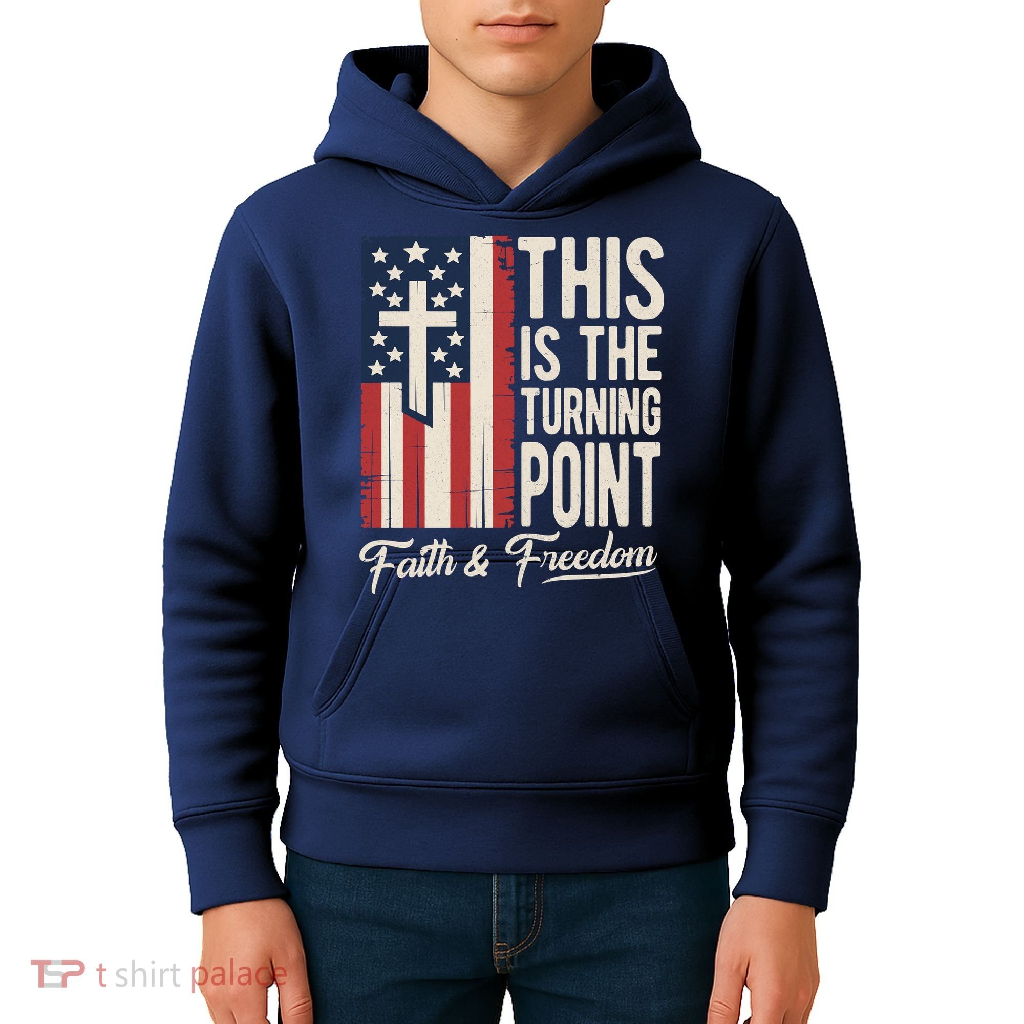 This Is The Turning Point Patriotic Faith & Freedom USA Kids Hoodie