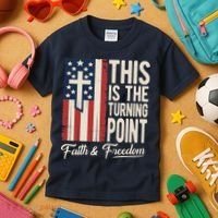This Is The Turning Point Patriotic Faith & Freedom USA Kids T-Shirt thumb 3