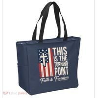 This Is The Turning Point Patriotic Faith & Freedom USA Tote Bag thumb 2
