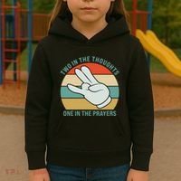 Two In The Thoughts One In The Prayers Funny Shocker Kids Hoodie thumb 3