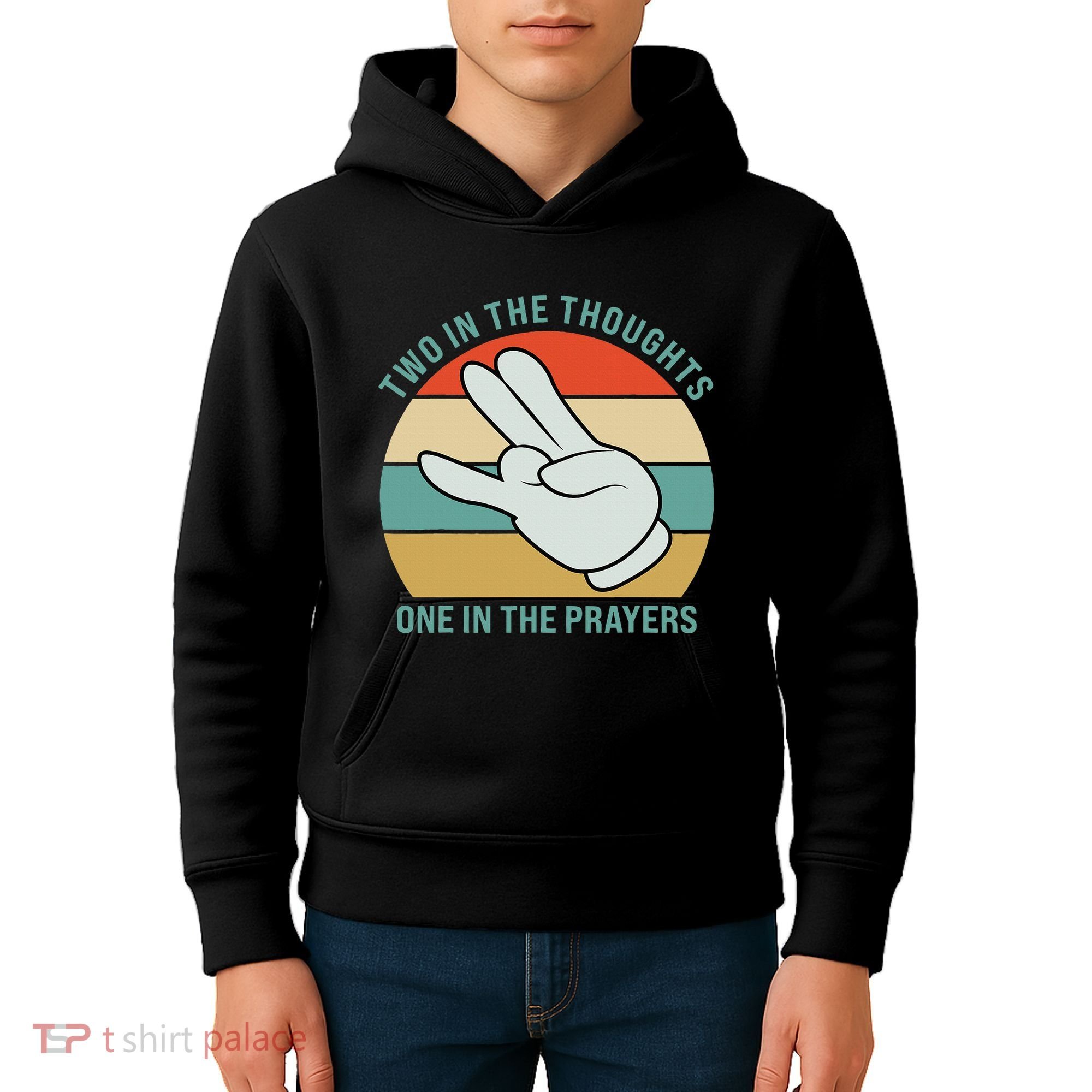 Two In The Thoughts One In The Prayers Funny Shocker Kids Hoodie