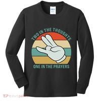 Two In The Thoughts One In The Prayers Funny Shocker Kids Long Sleeve Shirt thumb 0