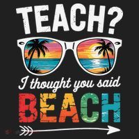 Teach I Thought You Said Beach Teacher Summer Vacation Beanie thumb 2