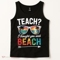 Teach I Thought You Said Beach Teacher Summer Vacation Tank Top thumb 2