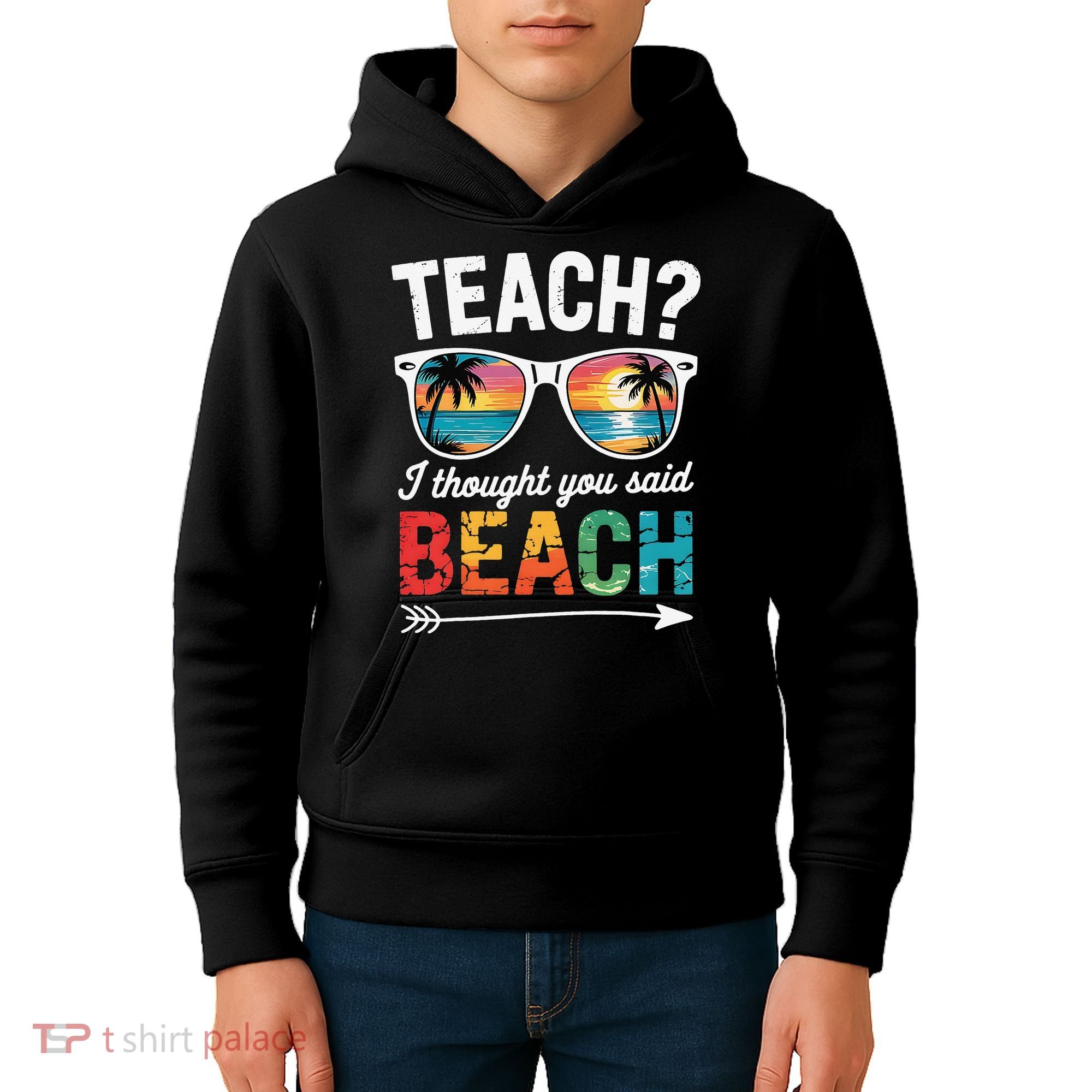 Teach I Thought You Said Beach Teacher Summer Vacation Kids Hoodie