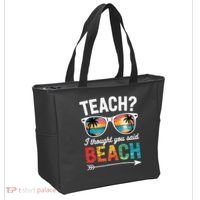 Teach I Thought You Said Beach Teacher Summer Vacation Tote Bag thumb 2