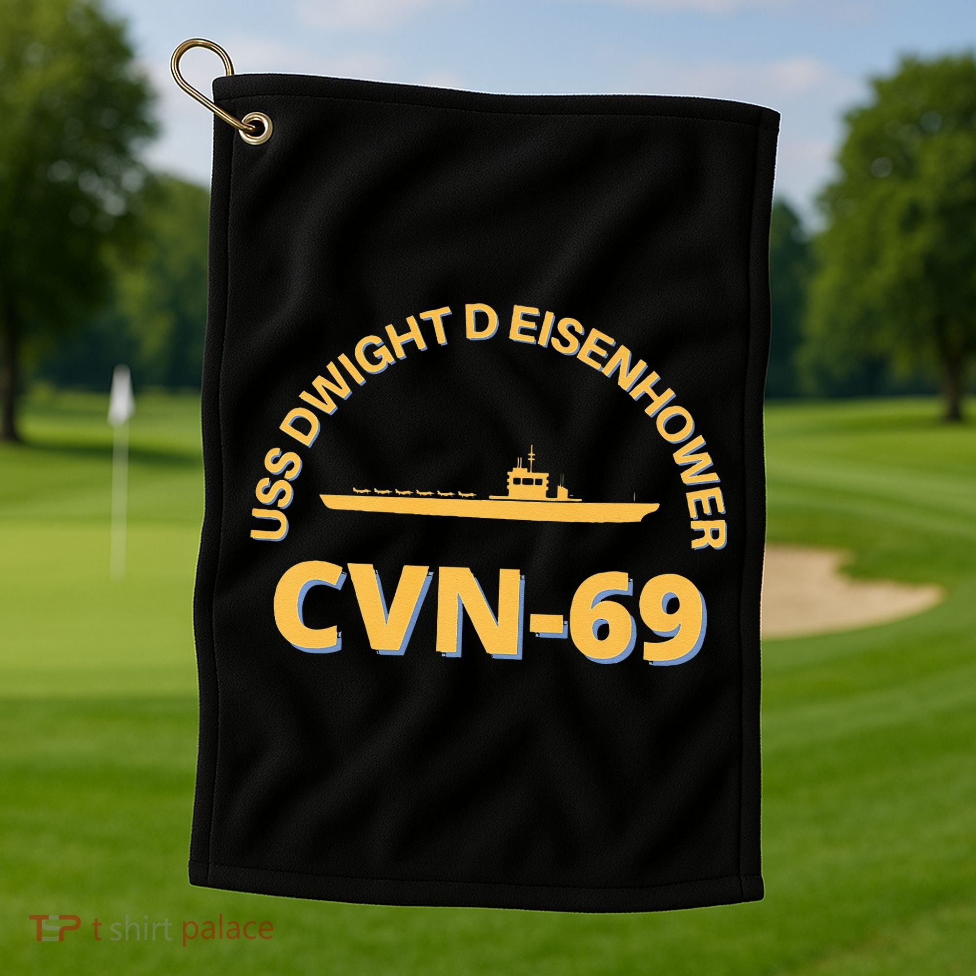 The Ike US Aircraft Carrier CVN 69 USS Dwight D. Eisenhower Golf Towel