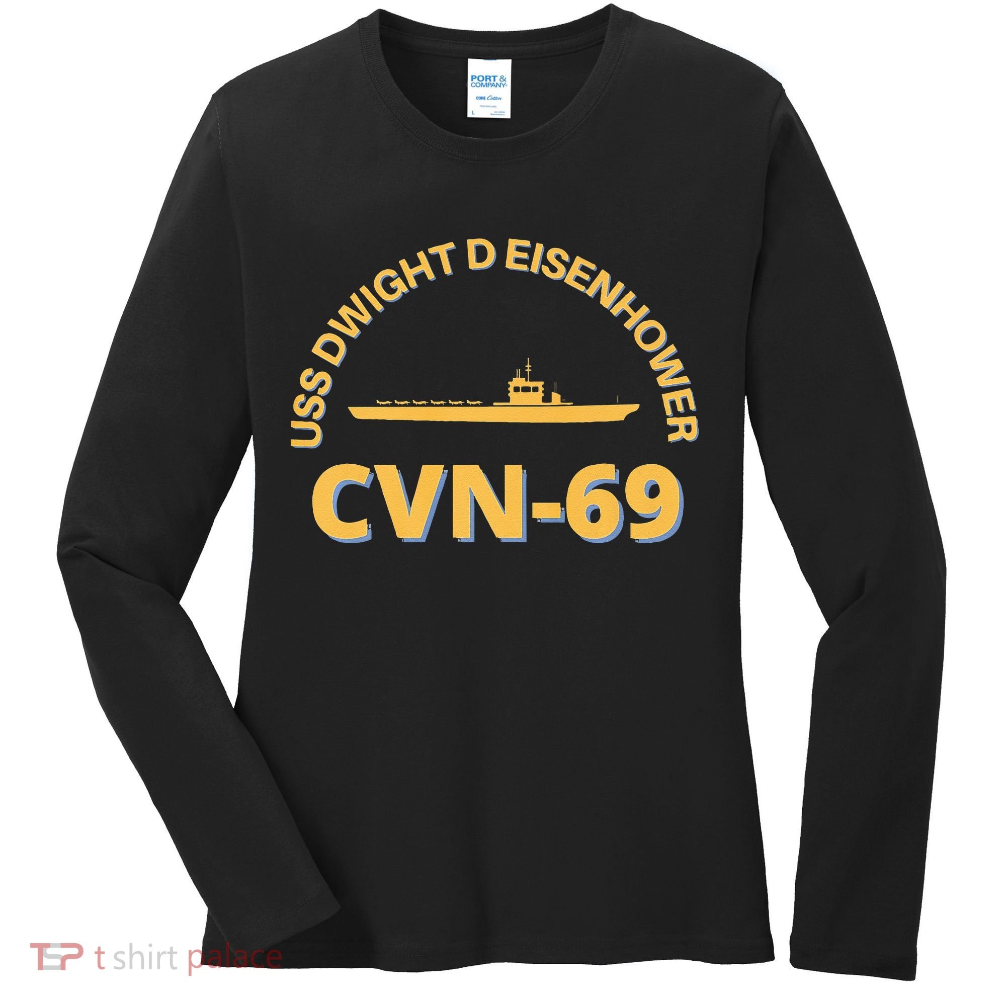 The Ike US Aircraft Carrier CVN 69 USS Dwight D. Eisenhower Women's Long Sleeve Shirt