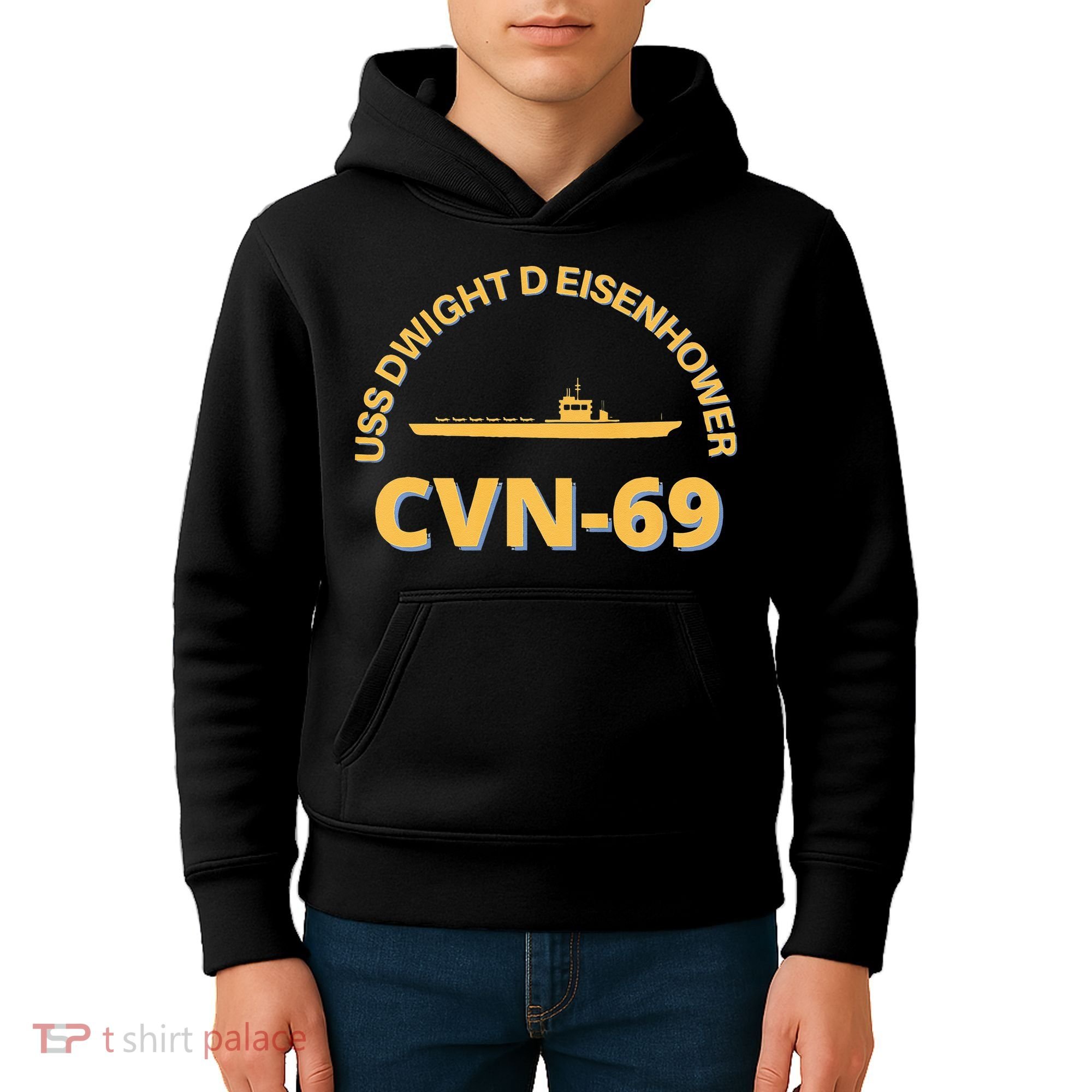 The Ike US Aircraft Carrier CVN 69 USS Dwight D. Eisenhower Kids Hoodie