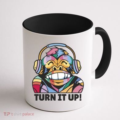 Turn It Up Music Monkey Coffee Mug back