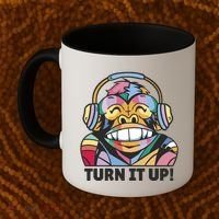 Turn It Up Music Monkey Coffee Mug thumb 2