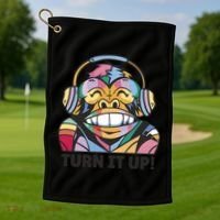 Turn It Up Music Monkey Golf Towel thumb 1