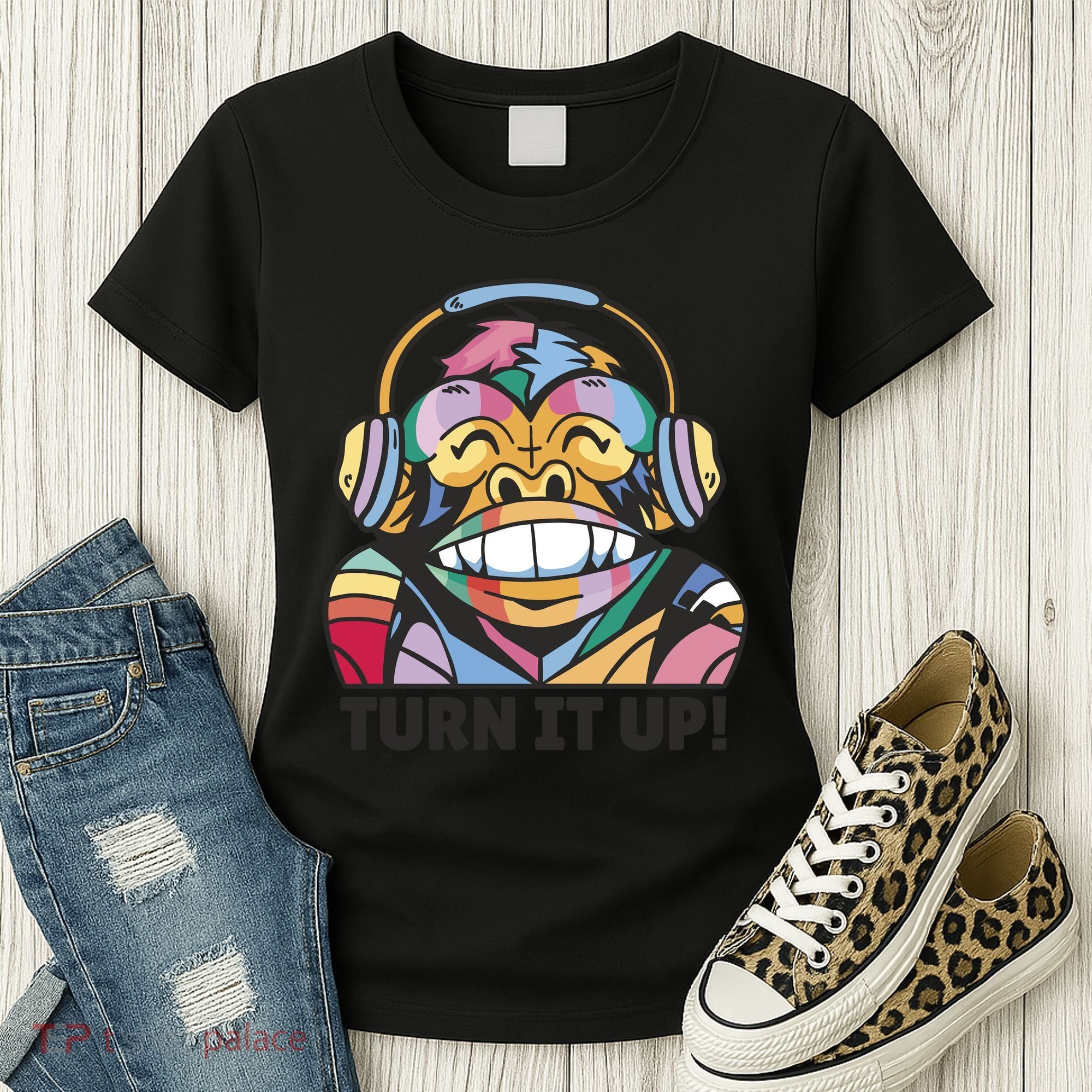 Turn It Up Music Monkey Women's T-Shirt