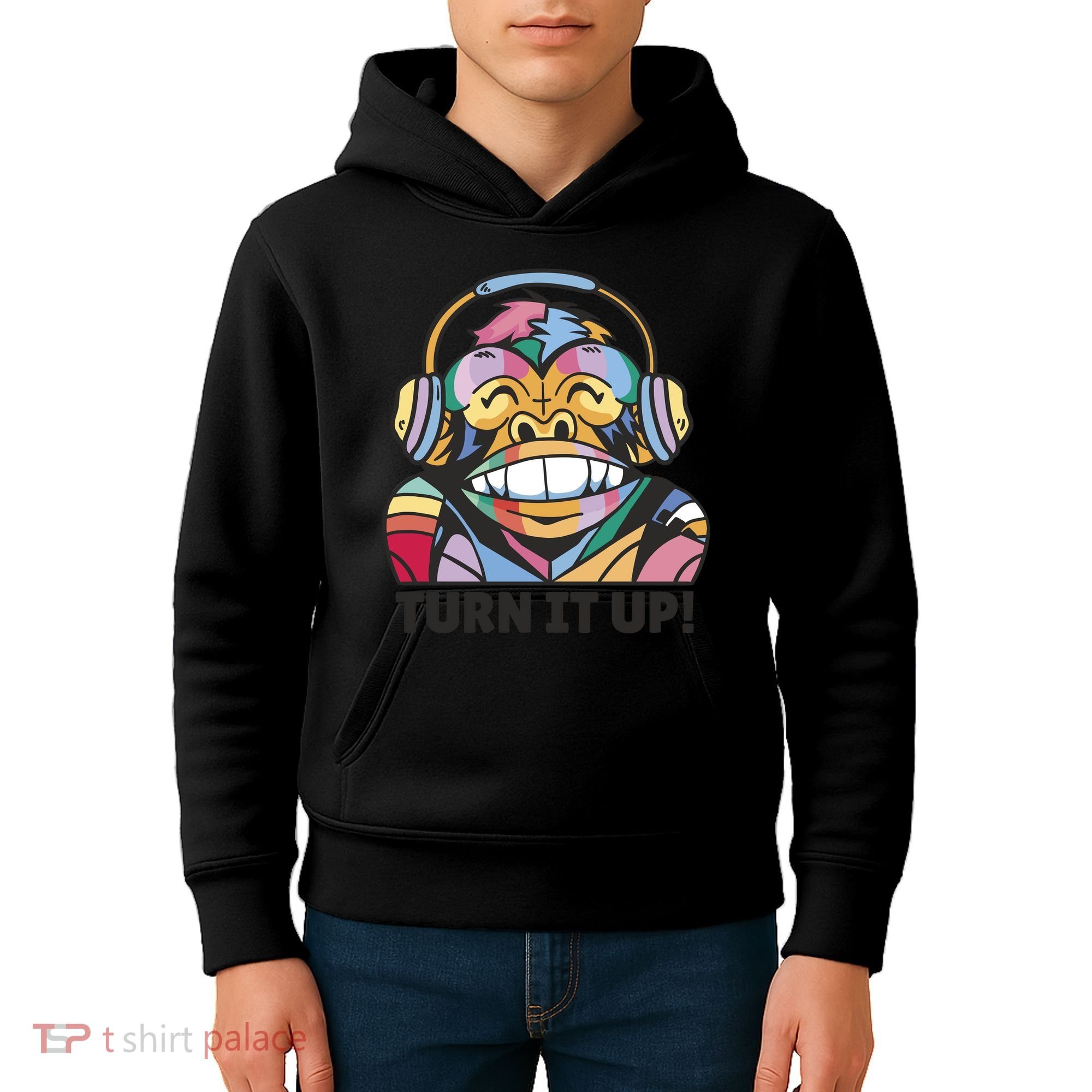 Turn It Up Music Monkey Kids Hoodie