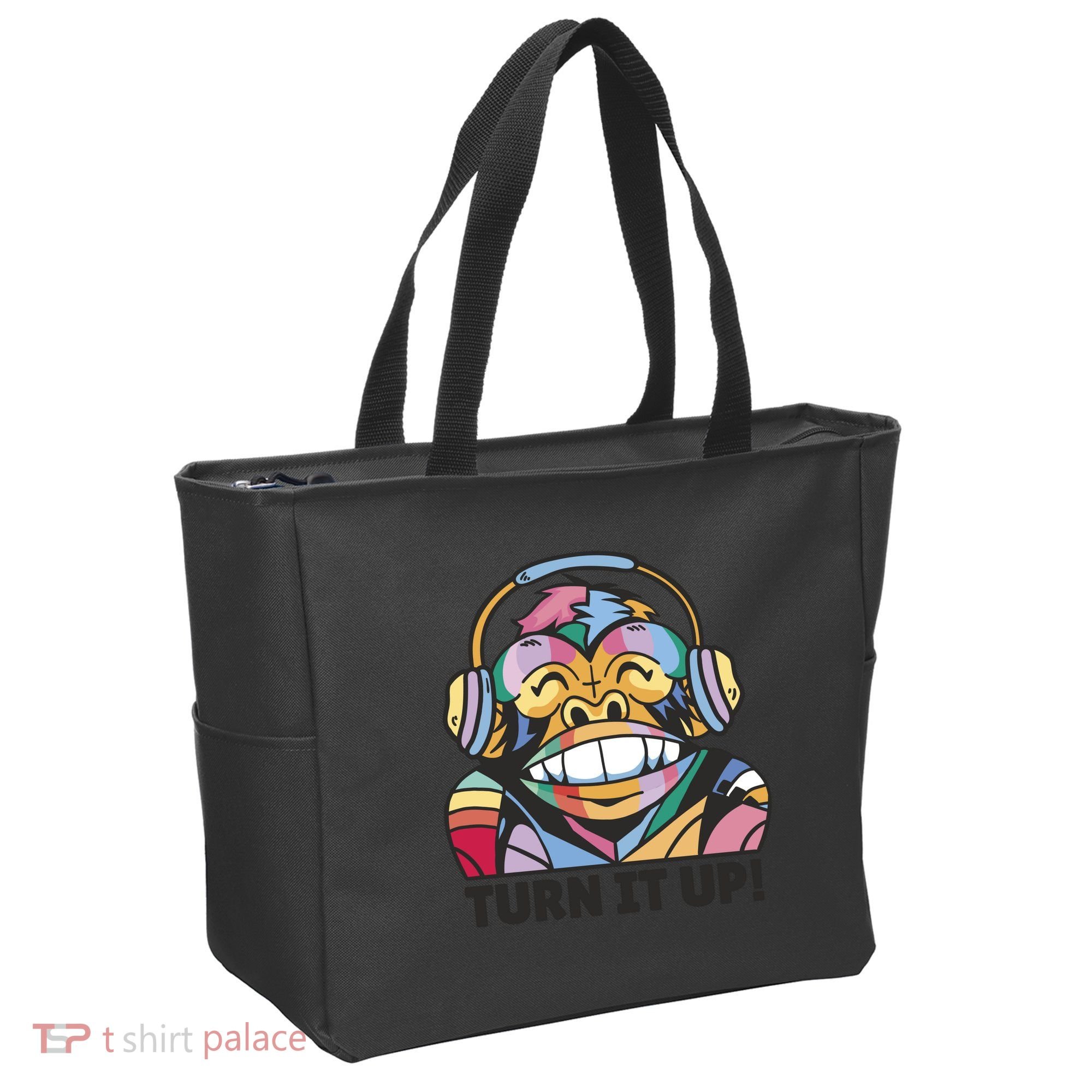 Turn It Up Music Monkey Tote Bag
