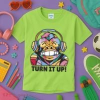 Turn It Up Music Monkey Kids T-Shirt thumb 3