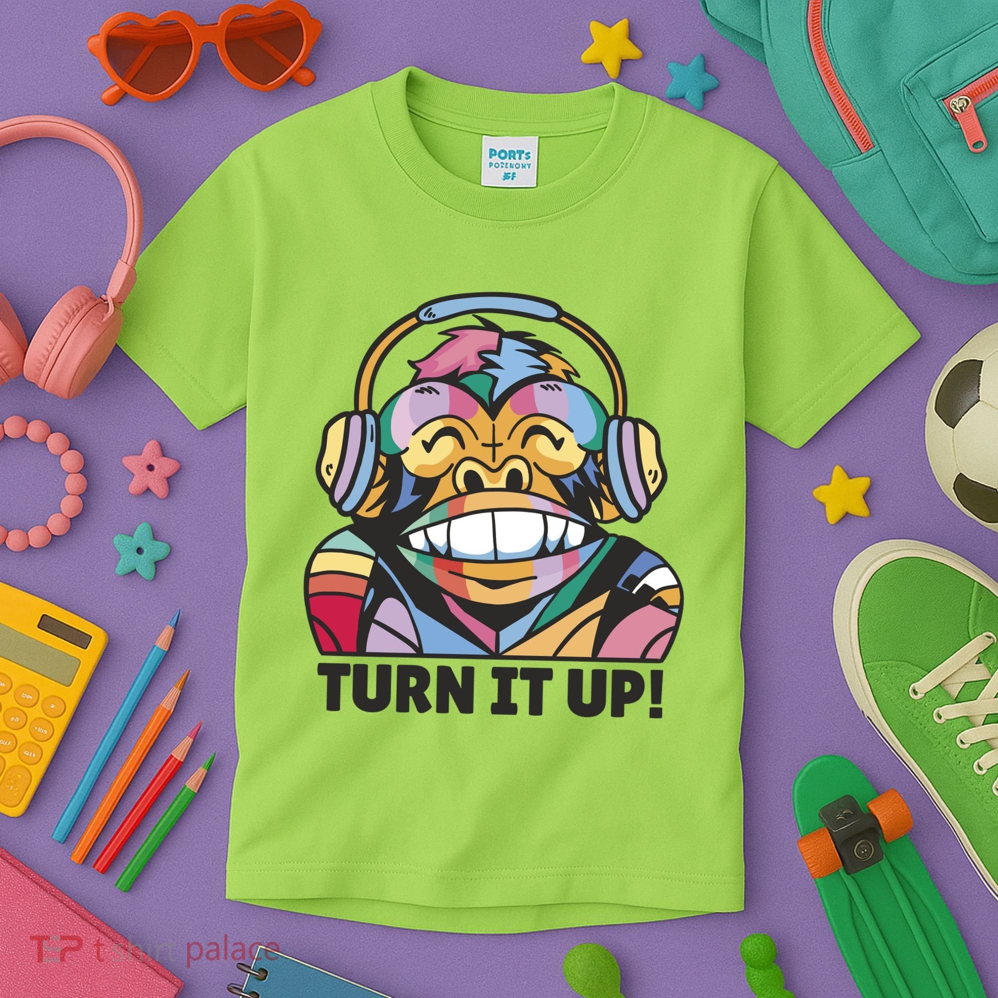 Turn It Up Music Monkey Kids T-Shirt