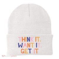 Think It Want It Get It Motivational Quote Beanie thumb 0