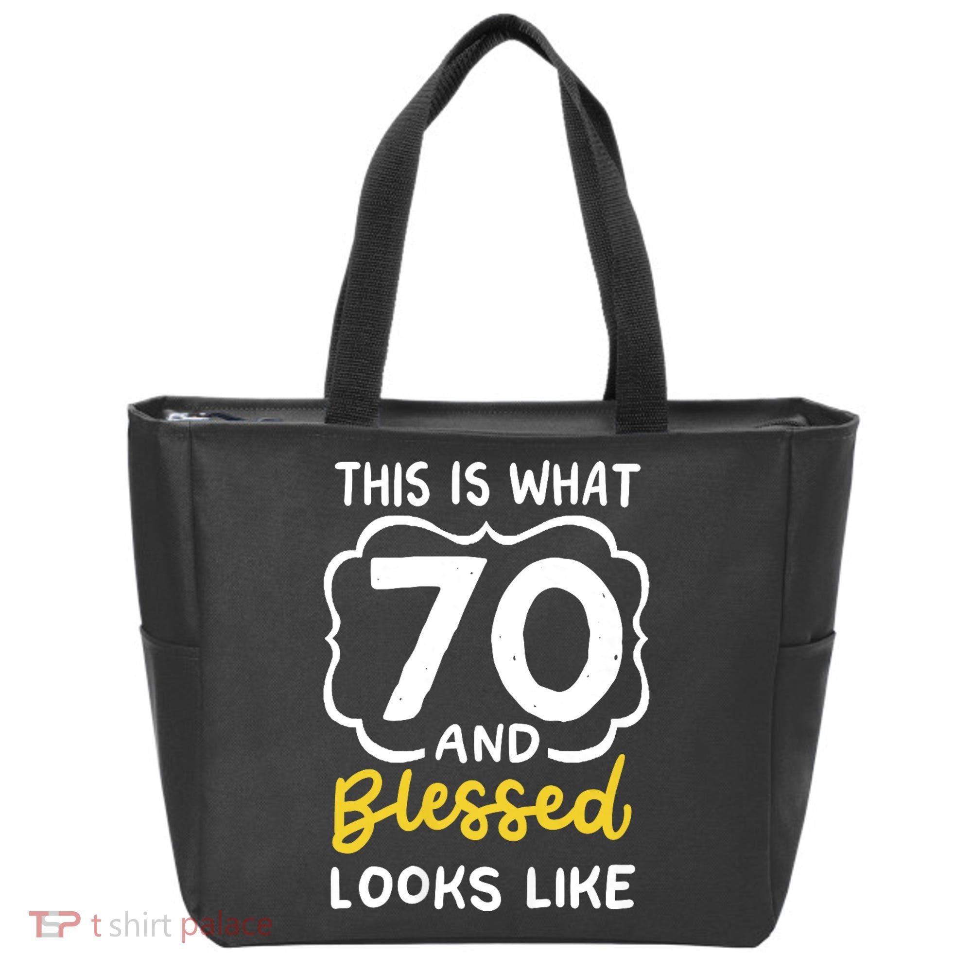 This Is What 70 And Blessed Looks Like 70th Birthday Apparel Tote Bag